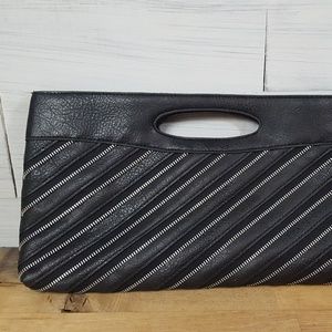 Black Leather Clutch Purse